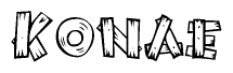 The clipart image shows the name Konae stylized to look like it is constructed out of separate wooden planks or boards, with each letter having wood grain and plank-like details.