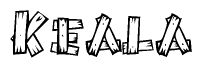 The clipart image shows the name Keala stylized to look like it is constructed out of separate wooden planks or boards, with each letter having wood grain and plank-like details.