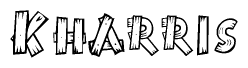 The clipart image shows the name Kharris stylized to look like it is constructed out of separate wooden planks or boards, with each letter having wood grain and plank-like details.