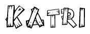 The clipart image shows the name Katri stylized to look as if it has been constructed out of wooden planks or logs. Each letter is designed to resemble pieces of wood.