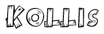 The clipart image shows the name Kollis stylized to look like it is constructed out of separate wooden planks or boards, with each letter having wood grain and plank-like details.