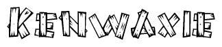 The image contains the name Kenwaxie written in a decorative, stylized font with a hand-drawn appearance. The lines are made up of what appears to be planks of wood, which are nailed together
