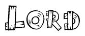 The clipart image shows the name Lord stylized to look like it is constructed out of separate wooden planks or boards, with each letter having wood grain and plank-like details.