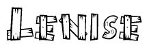 The image contains the name Lenise written in a decorative, stylized font with a hand-drawn appearance. The lines are made up of what appears to be planks of wood, which are nailed together