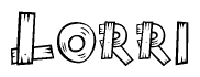 The clipart image shows the name Lorri stylized to look like it is constructed out of separate wooden planks or boards, with each letter having wood grain and plank-like details.