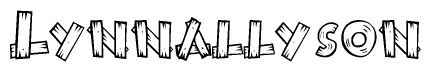 The clipart image shows the name Lynnallyson stylized to look like it is constructed out of separate wooden planks or boards, with each letter having wood grain and plank-like details.