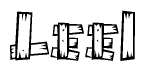 The clipart image shows the name Lee1 stylized to look like it is constructed out of separate wooden planks or boards, with each letter having wood grain and plank-like details.