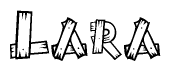 The clipart image shows the name Lara stylized to look like it is constructed out of separate wooden planks or boards, with each letter having wood grain and plank-like details.