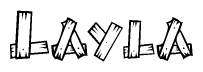 The clipart image shows the name Layla stylized to look like it is constructed out of separate wooden planks or boards, with each letter having wood grain and plank-like details.