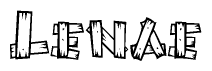 The clipart image shows the name Lenae stylized to look like it is constructed out of separate wooden planks or boards, with each letter having wood grain and plank-like details.