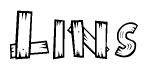 The clipart image shows the name Lins stylized to look like it is constructed out of separate wooden planks or boards, with each letter having wood grain and plank-like details.