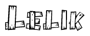 The clipart image shows the name Lelik stylized to look like it is constructed out of separate wooden planks or boards, with each letter having wood grain and plank-like details.