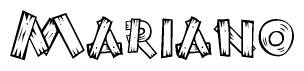 The image contains the name Mariano written in a decorative, stylized font with a hand-drawn appearance. The lines are made up of what appears to be planks of wood, which are nailed together