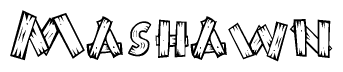 The clipart image shows the name Mashawn stylized to look like it is constructed out of separate wooden planks or boards, with each letter having wood grain and plank-like details.