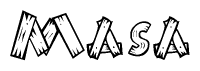 The clipart image shows the name Masa stylized to look as if it has been constructed out of wooden planks or logs. Each letter is designed to resemble pieces of wood.
