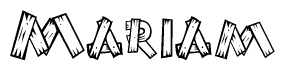 The clipart image shows the name Mariam stylized to look like it is constructed out of separate wooden planks or boards, with each letter having wood grain and plank-like details.