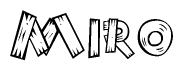 The clipart image shows the name Miro stylized to look as if it has been constructed out of wooden planks or logs. Each letter is designed to resemble pieces of wood.