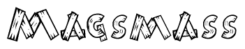 The clipart image shows the name Magsmass stylized to look like it is constructed out of separate wooden planks or boards, with each letter having wood grain and plank-like details.