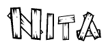 The clipart image shows the name Nita stylized to look as if it has been constructed out of wooden planks or logs. Each letter is designed to resemble pieces of wood.