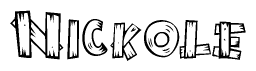 The clipart image shows the name Nickole stylized to look as if it has been constructed out of wooden planks or logs. Each letter is designed to resemble pieces of wood.