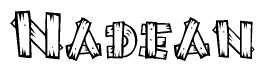 The clipart image shows the name Nadean stylized to look like it is constructed out of separate wooden planks or boards, with each letter having wood grain and plank-like details.