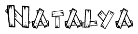 The clipart image shows the name Natalya stylized to look like it is constructed out of separate wooden planks or boards, with each letter having wood grain and plank-like details.