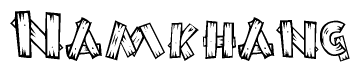 The clipart image shows the name Namkhang stylized to look as if it has been constructed out of wooden planks or logs. Each letter is designed to resemble pieces of wood.