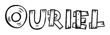 The clipart image shows the name Ouriel stylized to look like it is constructed out of separate wooden planks or boards, with each letter having wood grain and plank-like details.