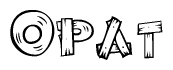 The clipart image shows the name Opat stylized to look like it is constructed out of separate wooden planks or boards, with each letter having wood grain and plank-like details.
