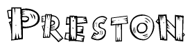 The clipart image shows the name Preston stylized to look like it is constructed out of separate wooden planks or boards, with each letter having wood grain and plank-like details.