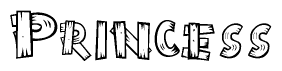 The clipart image shows the name Princess stylized to look like it is constructed out of separate wooden planks or boards, with each letter having wood grain and plank-like details.
