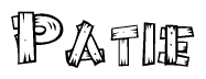 The clipart image shows the name Patie stylized to look like it is constructed out of separate wooden planks or boards, with each letter having wood grain and plank-like details.