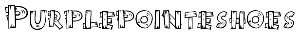 The clipart image shows the name Purplepointeshoes stylized to look like it is constructed out of separate wooden planks or boards, with each letter having wood grain and plank-like details.