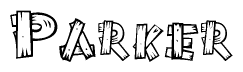The clipart image shows the name Parker stylized to look like it is constructed out of separate wooden planks or boards, with each letter having wood grain and plank-like details.
