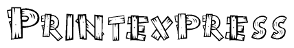 The clipart image shows the name Printexpress stylized to look as if it has been constructed out of wooden planks or logs. Each letter is designed to resemble pieces of wood.