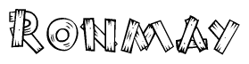 The clipart image shows the name Ronmay stylized to look like it is constructed out of separate wooden planks or boards, with each letter having wood grain and plank-like details.