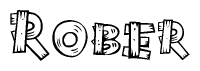 The clipart image shows the name Rober stylized to look like it is constructed out of separate wooden planks or boards, with each letter having wood grain and plank-like details.