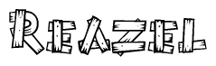 The clipart image shows the name Reazel stylized to look like it is constructed out of separate wooden planks or boards, with each letter having wood grain and plank-like details.