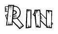 The clipart image shows the name Rin stylized to look like it is constructed out of separate wooden planks or boards, with each letter having wood grain and plank-like details.