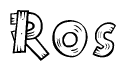The clipart image shows the name Ros stylized to look as if it has been constructed out of wooden planks or logs. Each letter is designed to resemble pieces of wood.