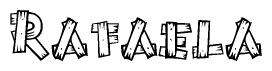 The clipart image shows the name Rafaela stylized to look like it is constructed out of separate wooden planks or boards, with each letter having wood grain and plank-like details.