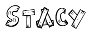 The clipart image shows the name Stacy stylized to look like it is constructed out of separate wooden planks or boards, with each letter having wood grain and plank-like details.