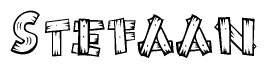 The image contains the name Stefaan written in a decorative, stylized font with a hand-drawn appearance. The lines are made up of what appears to be planks of wood, which are nailed together