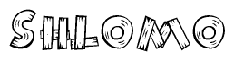 The clipart image shows the name Shlomo stylized to look as if it has been constructed out of wooden planks or logs. Each letter is designed to resemble pieces of wood.