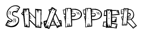 The clipart image shows the name Snapper stylized to look as if it has been constructed out of wooden planks or logs. Each letter is designed to resemble pieces of wood.