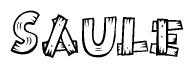 The clipart image shows the name Saule stylized to look like it is constructed out of separate wooden planks or boards, with each letter having wood grain and plank-like details.