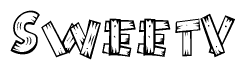 The clipart image shows the name Sweetv stylized to look like it is constructed out of separate wooden planks or boards, with each letter having wood grain and plank-like details.