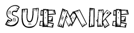 The clipart image shows the name Suemike stylized to look like it is constructed out of separate wooden planks or boards, with each letter having wood grain and plank-like details.