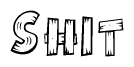 The image contains the name Shit written in a decorative, stylized font with a hand-drawn appearance. The lines are made up of what appears to be planks of wood, which are nailed together