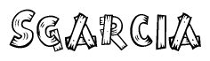 The clipart image shows the name Sgarcia stylized to look as if it has been constructed out of wooden planks or logs. Each letter is designed to resemble pieces of wood.